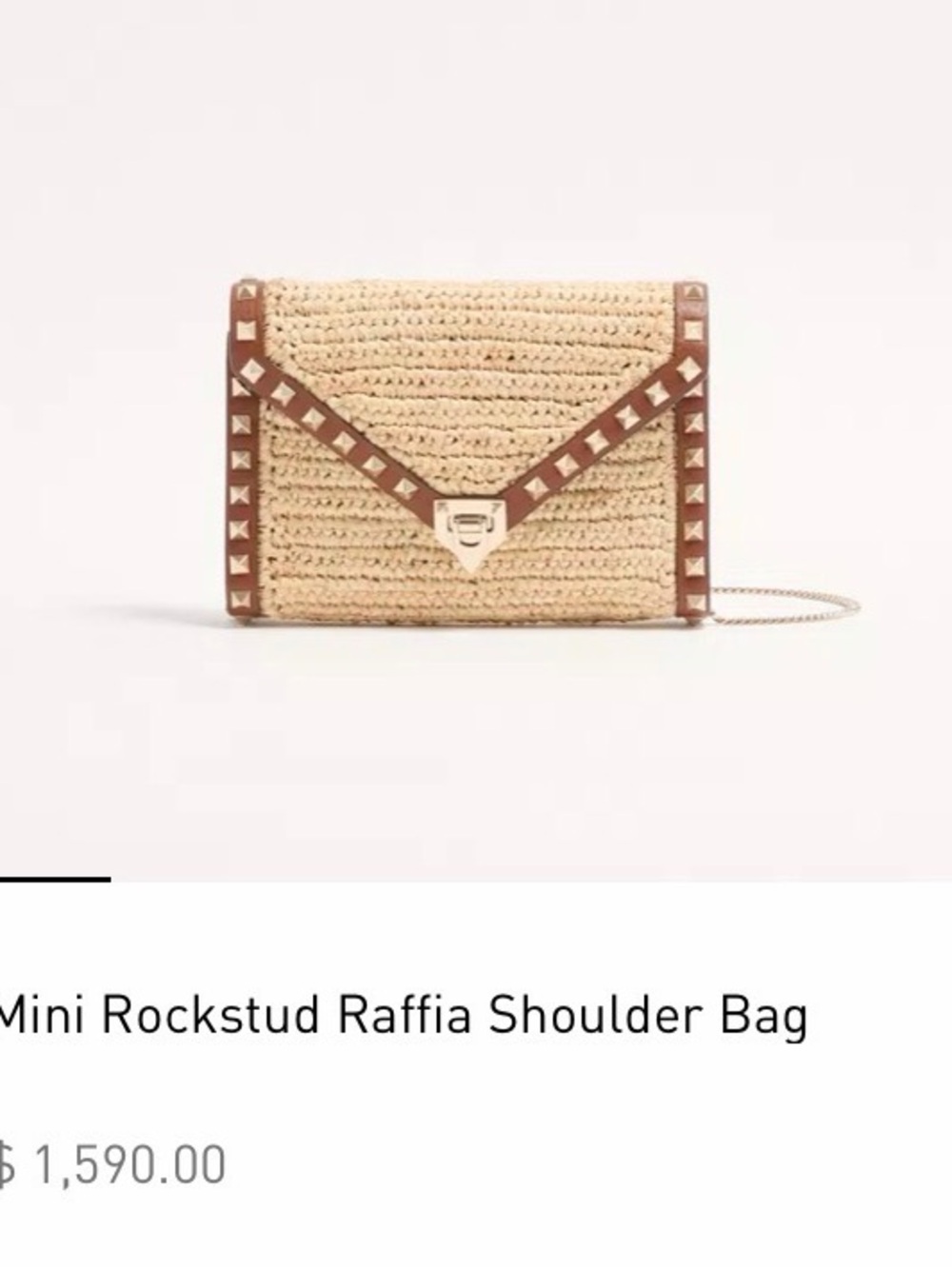 Valentino Garavani Beige Straw and Brown Rockstud crossbody - Picture 8 of 8